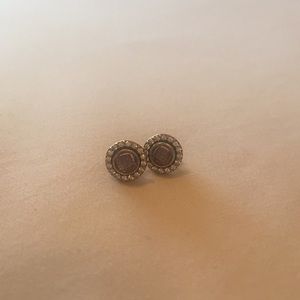 Purple and silver toned earrings